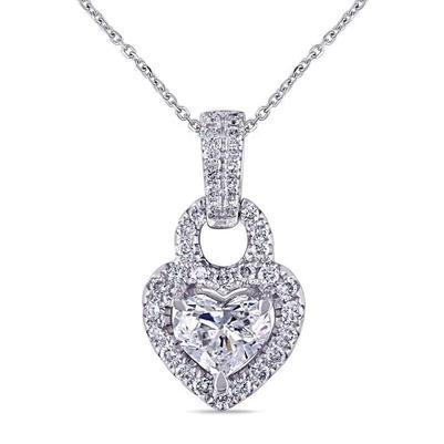 Collier Pendentif Coeur Et Réel Diamants Ronds Taille Brilliant 2.70 Ct