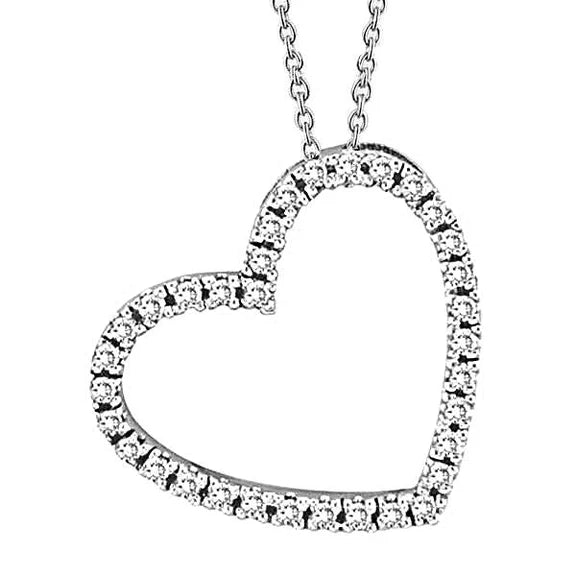 Collier Pendentif Coeur Réel Diamant Or Blanc 2 Carats