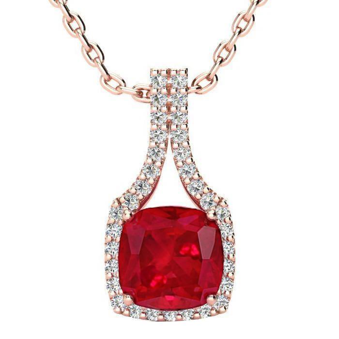 Collier Pendentif Coussin Rubis Avec Diamants Ronds 11.00 Ct. - HarryChadEnt.FR