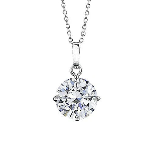 Collier Pendentif Dame Réel Diamant 2 Carats Serti De Griffes Or Blanc 14 Carats Neuf