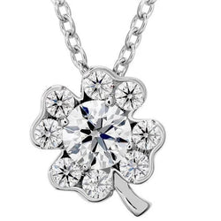 Collier Pendentif De Style Fleur De Réel Diamant Avec Chaîne 2.70 Carats WG 14K
