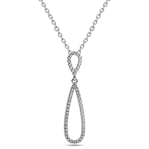 Collier Pendentif Double En Forme De Réel Diamant Larme 5.20 Ct Diamants Or Blanc