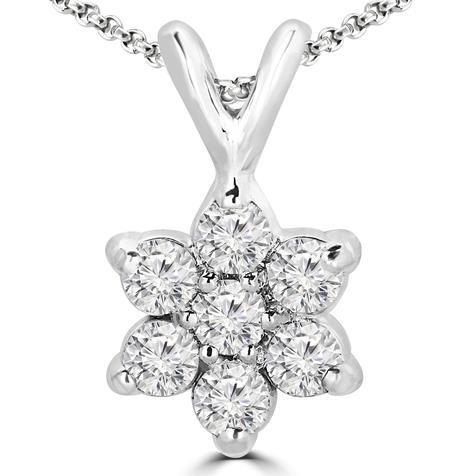 Collier Pendentif Emeraude Verte Avec Réel Diamants Et Pierres Précieuses 7 Carats Serti De Lunette En Or Blanc 14K