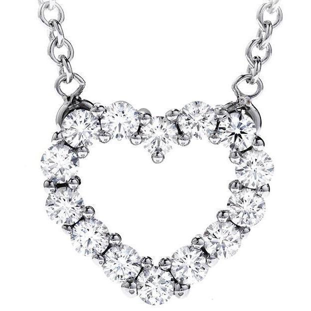 Collier Pendentif En Forme De Coeur 2.80 Ct. Naturel Diamants Taille Ronde Or Blanc