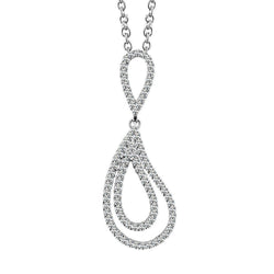 Collier Pendentif En Forme De Larme Ondulée Avec Véritable Diamants Ronds Magnifiques De 14 Ct