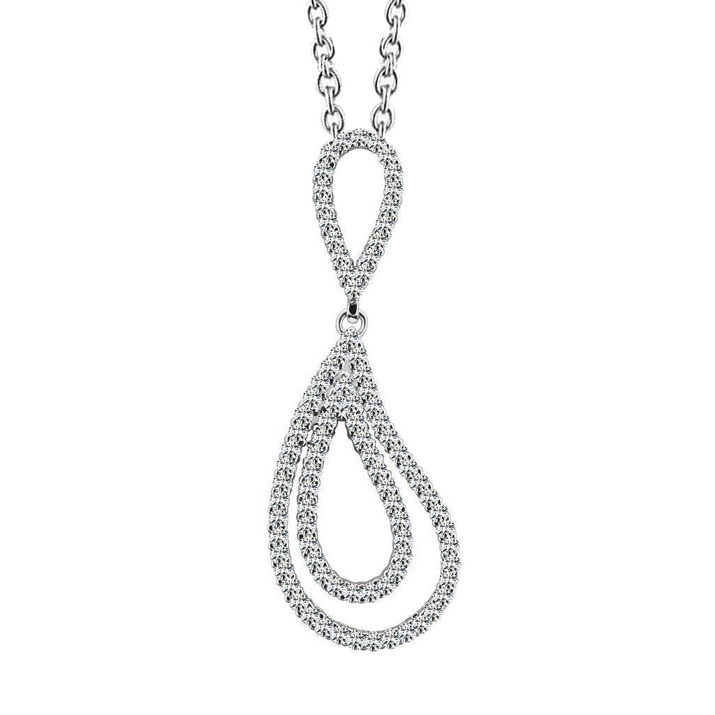Collier Pendentif En Forme De Larme Ondulée Avec Véritable Diamants Ronds Magnifiques De 14 Ct