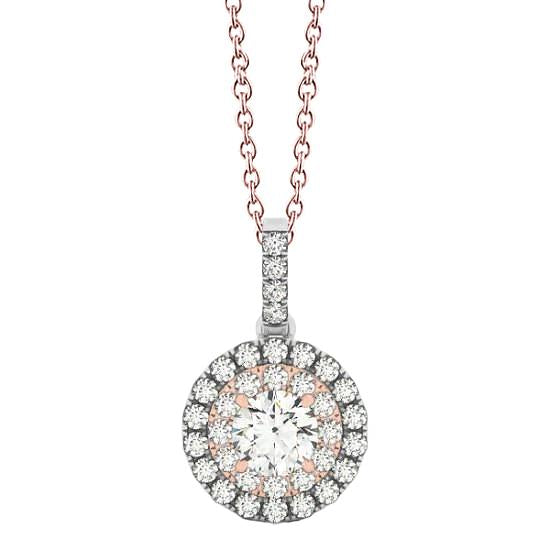 Collier Pendentif En Or 14 Carats Avec Naturel Diamants Ronds De 1.25 Carats