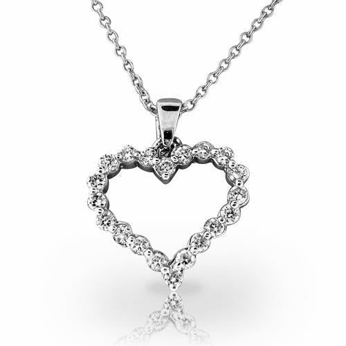 Collier Pendentif En Or Blanc 14K Magnifique Coupe Ronde Avec Réel Diamants De 5 Ct