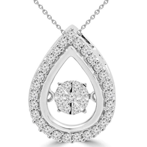 Collier Pendentif Femme 5.40 Carats Naturel Diamants Taille Ronde Or Blanc 14K