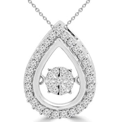 Collier Pendentif Femme 5.40 Carats Naturel Diamants Taille Ronde Or Blanc 14K