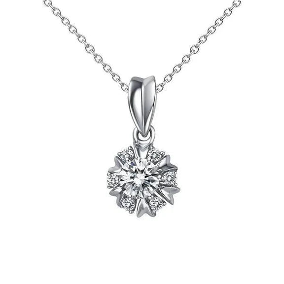 Collier Pendentif Femme En Forme De Cercle 2.10 Carats Réel Diamants Coupe Ronde