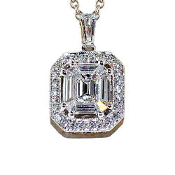 Collier Pendentif Femme Naturel Diamants 4 Carats Or Blanc 14K