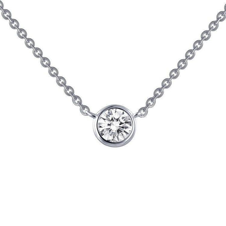 Collier Pendentif Femme Réel Diamant Solitaire 0.75 Carat Or Blanc 14K