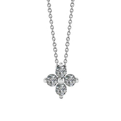 Collier Pendentif Fleur Grace 2 Ct Blancs Magnifiques Réel Diamants Taille Ronde