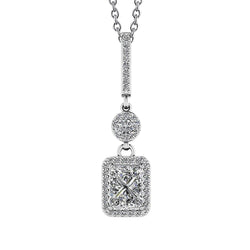 Collier Pendentif Goutte D'amour En Or Blanc Avec Réel Diamants De 3.44 Ct