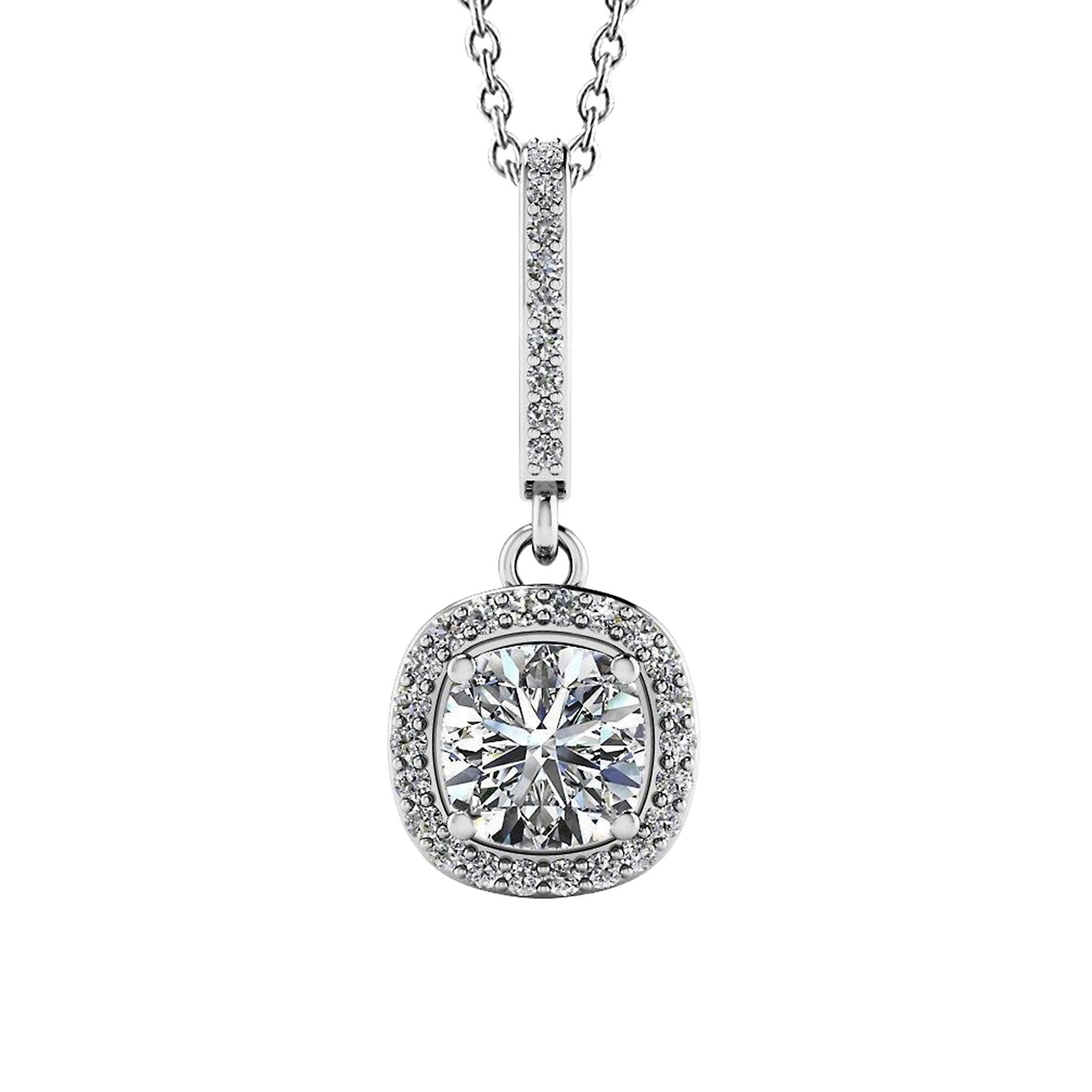 Collier Pendentif Goutte Ravissant Naturel Diamant Taille Coussin 4.31 Carats WG 14K
