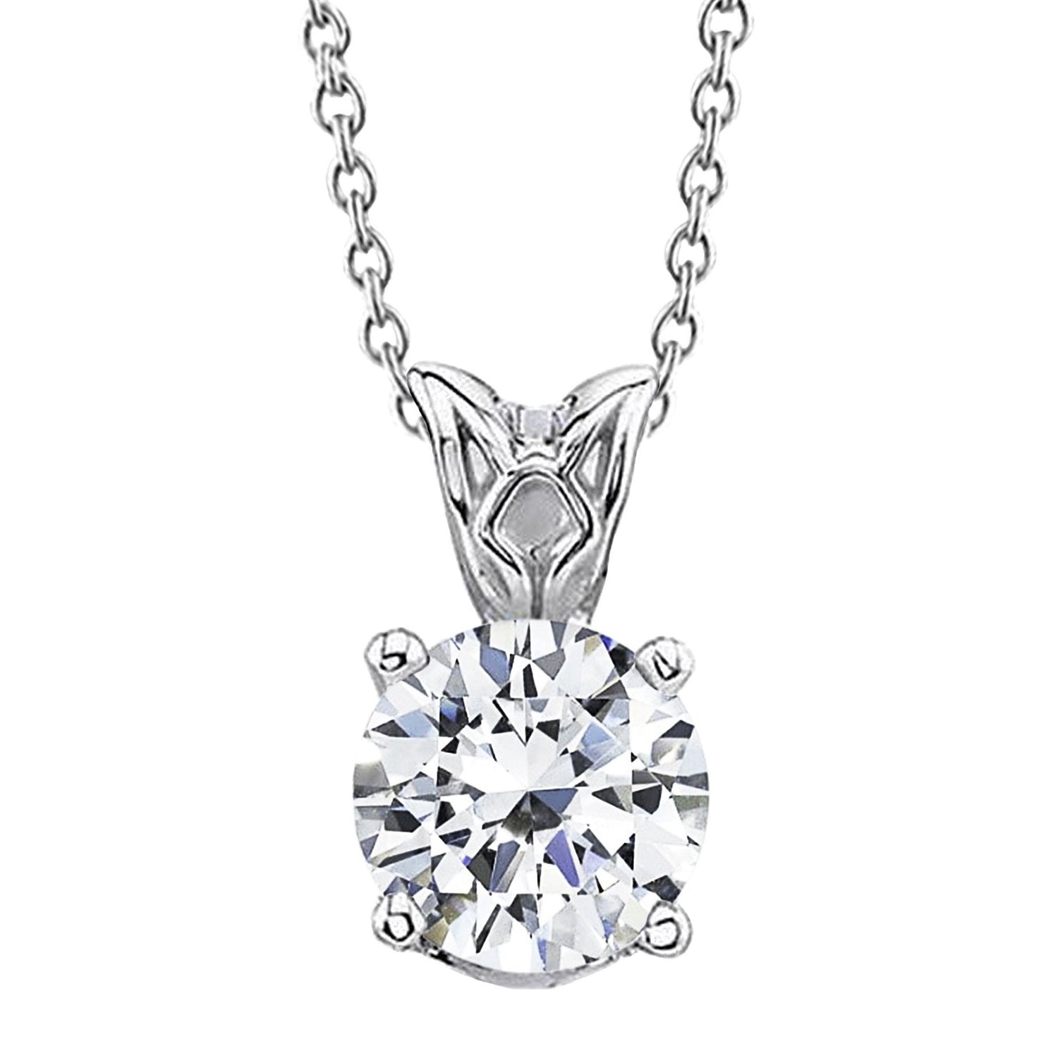Collier Pendentif Gros Naturel Diamant Rond Taille Brillant De 3.30 Ct En Or Blanc