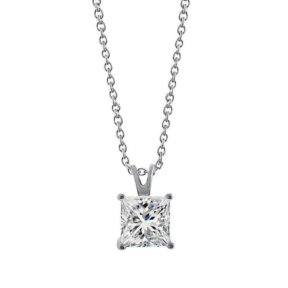 Collier Pendentif Gros Réel Diamant 3 Carats Magnifiques Bijoux En Or Blanc 14K