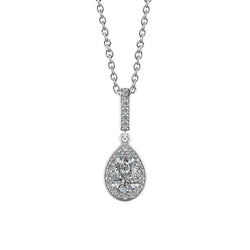 Collier Pendentif Halo Taille Poire Et Réel Diamants Ronds 1.72 Ct Or Blanc