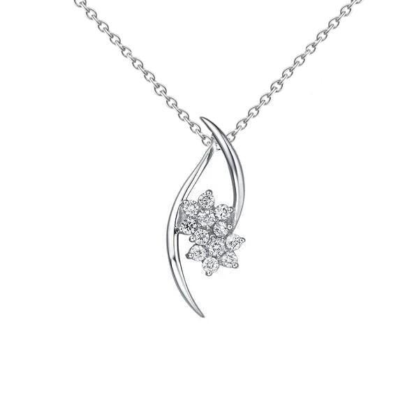 Collier Pendentif Naturel Diamant Coupe Ronde 1.8 Ct En Or Blanc 14K