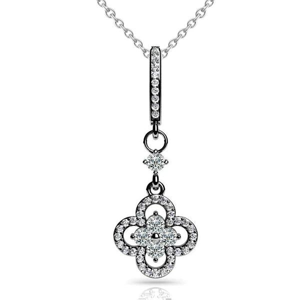 Collier Pendentif Naturel Diamant En Forme De Pétales Précieux De 0.91 Ct. GT 14K