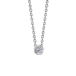Collier Pendentif Naturel Diamant Etincelant 0.50 Carats Serti Lunette WG 14K Nouveau