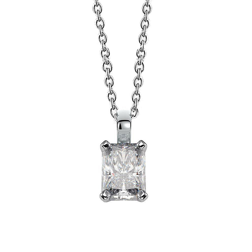 Collier Pendentif Naturel Diamant Radiant 2 Ct Serti De Griffes En Or Massif Blanc 14K