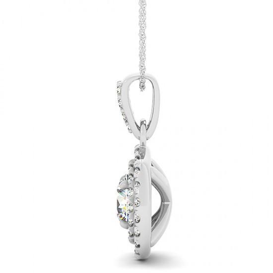 Collier Pendentif Naturel Diamant Rond 1.85 Carat Sans Chaîne Or Blanc 14K