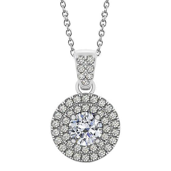 Collier Pendentif Naturel Diamant Rond 1.85 Carat Sans Chaîne Or Blanc 14K