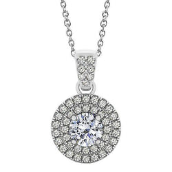 Collier Pendentif Naturel Diamant Rond 1.85 Carat Sans Chaîne Or Blanc 14K