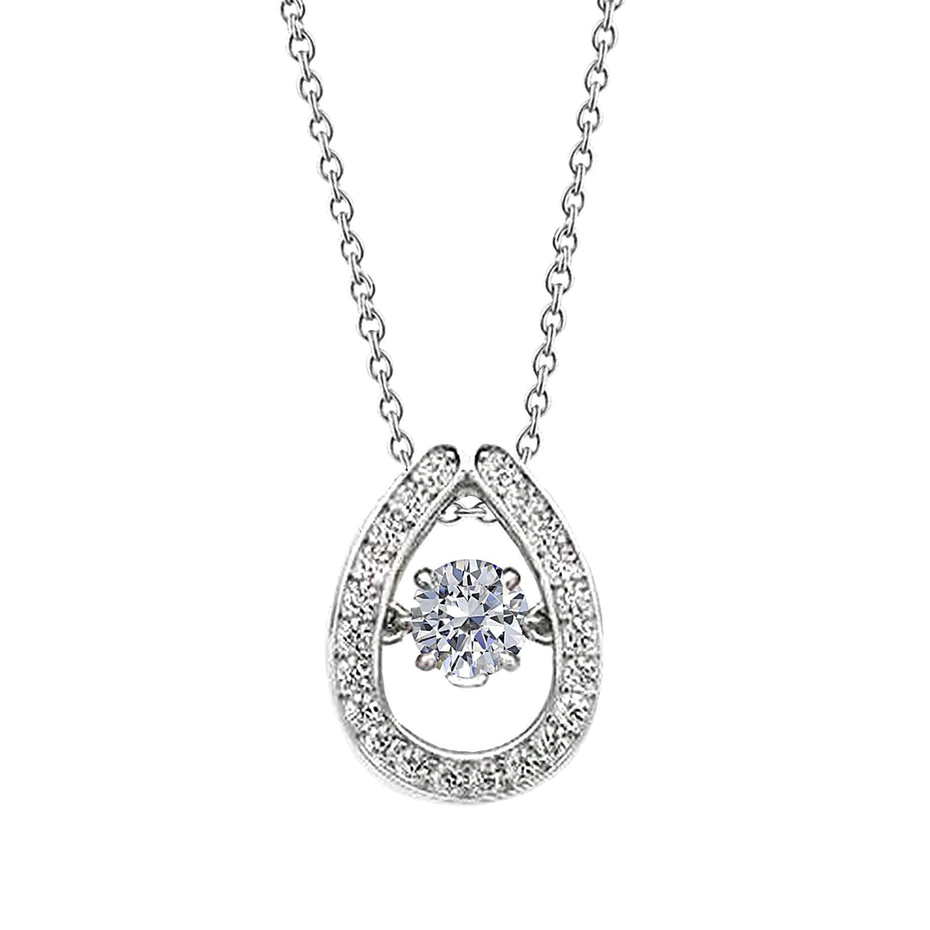 Collier Pendentif Naturel Diamant Rond 2 Ct Or Blanc Massif 14K Bijoux