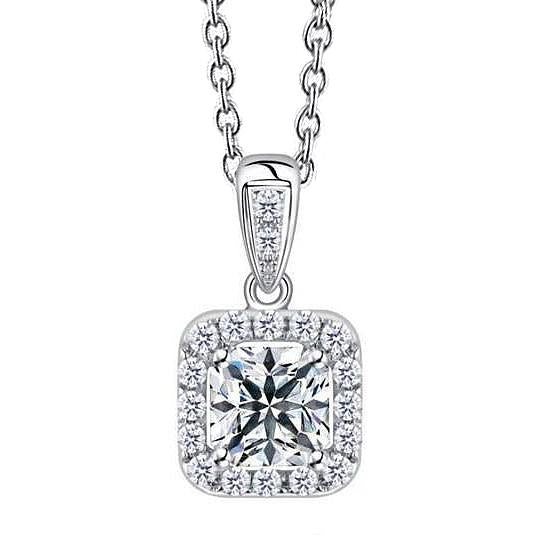 Collier Pendentif Naturel Diamant Scintillant 2.10 Carats Or Blanc 14K