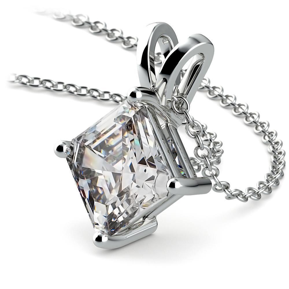 Collier Pendentif Naturel Diamant Solitaire Asscher 2.50 Carats Or Blanc 14K