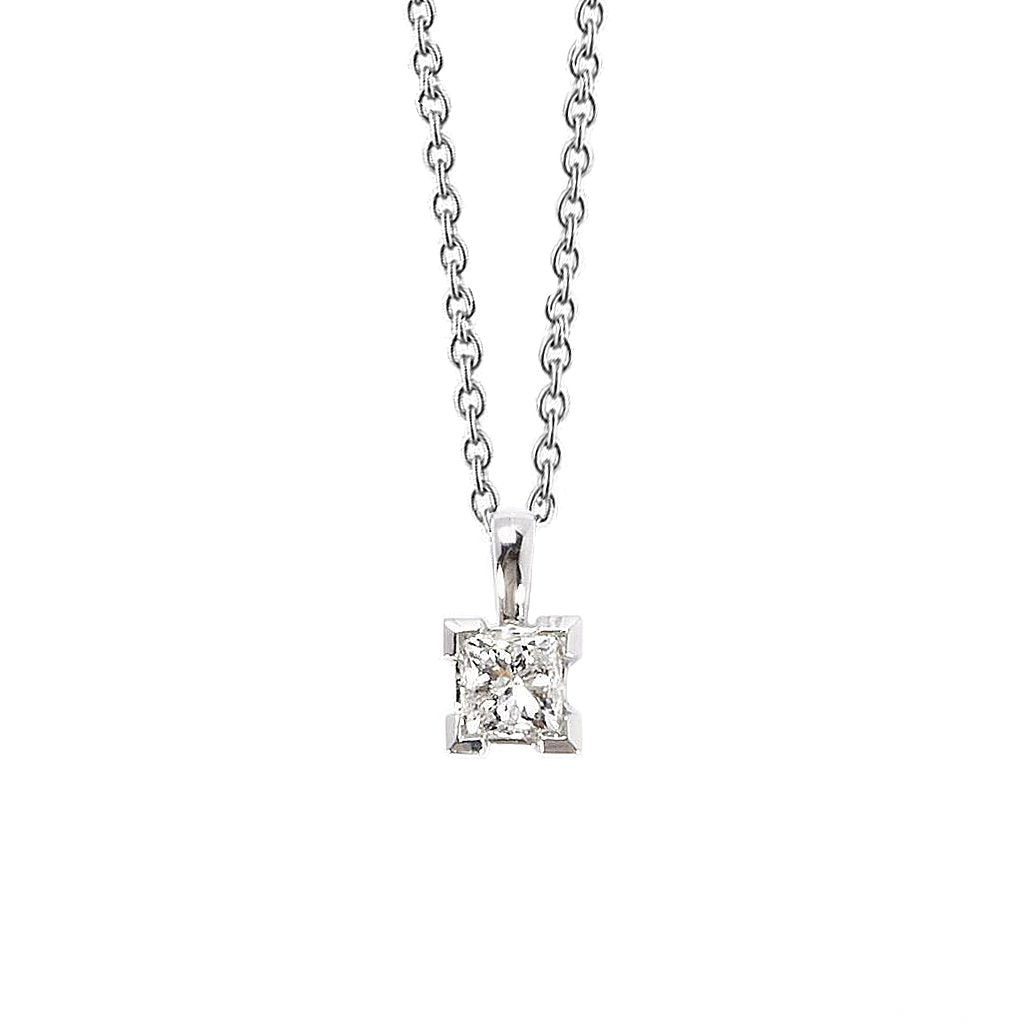 Collier Pendentif Naturel Diamant Solitaire En Or Blanc 1.00 Carat Pour Femme