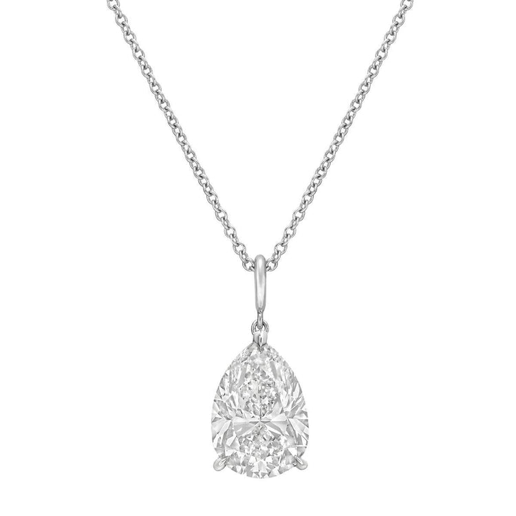 Collier Pendentif Naturel Diamant Taille Poire 2,50 Carats Avec Chaîne 14K Blanc