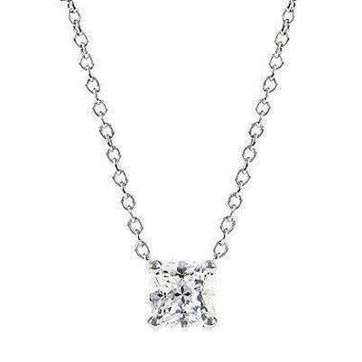 Collier Pendentif Naturel Diamant Taille Princesse En Or Blanc Etincelant 2.5 Ct
