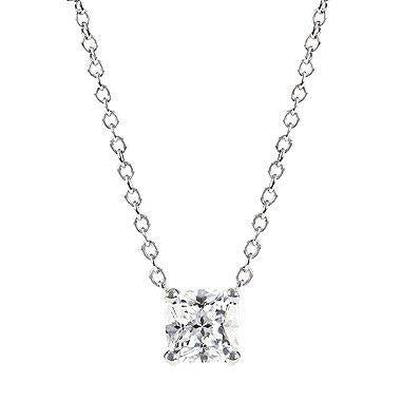 Collier Pendentif Naturel Diamant Taille Princesse En Or Blanc Etincelant 2.5 Ct