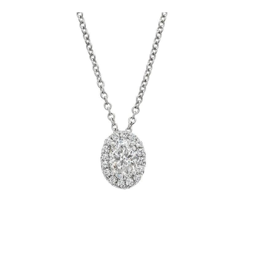 Collier Pendentif Naturel Diamants 2.60 Ct Ovale Et Rond
