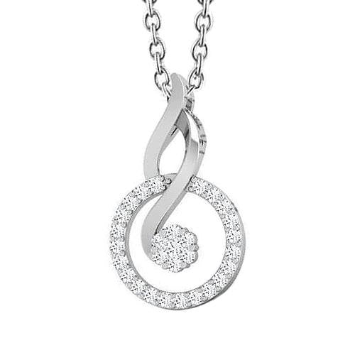 Collier Pendentif Naturel Diamants Taille Brillant 4.5 Carats Or Blanc 14K