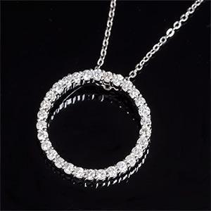 Collier Pendentif Naturel Diamants Taille Brillant En Or Blanc 14K De 2.70 Cts