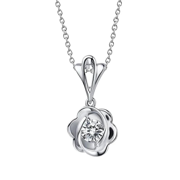 Collier Pendentif Or Blanc 14K 1 Carats Réel Diamants Taille Ronde Solitaire