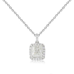 Collier Pendentif Or Blanc 14K Avec Chaîne 1.85 Carats Réel Diamants