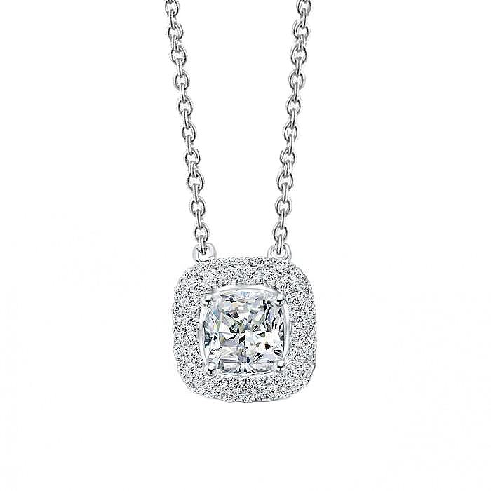 Collier Pendentif Or Blanc 14K Avec Chaîne Naturel Diamants 3.60 Carats