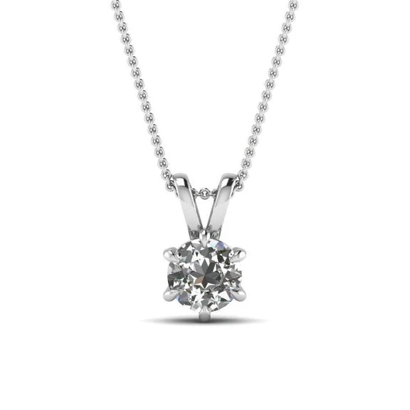 Collier Pendentif Réel Diamant 1.50 Carats Or Blanc 14K Serti De Griffes Neuf