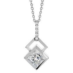 Collier Pendentif Réel Diamant 2.50 Carats Or Blanc 14K