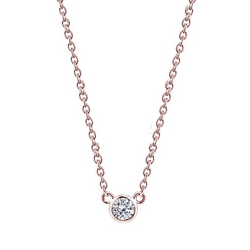 Collier Pendentif Réel Diamant De 1.5 Carat 16 Ou 18" Serti De Lunette En Or Rose