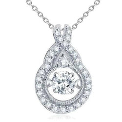 Collier Pendentif Réel Diamant En Forme De Brillant Rond 2.85 Carats WG 14K