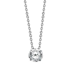 Collier Pendentif Réel Diamant En Or Blanc 14K 1.50 Carats Bijoux Coupe Ronde