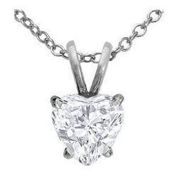 Collier Pendentif Réel Diamant Forme Coeur 2.00 Carats Or Blanc 14K