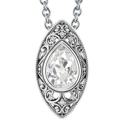 Collier Pendentif Réel Diamant Or Poire Vieux Miner Lunette Ensemble Bijoux 3 Carats